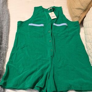 Tuckernuck Emerald Green Romper with Blue Accents